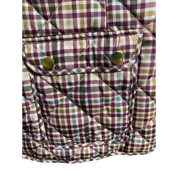 St John’s Bay Women’s Quilted Vest Medium Plaid Blue Red Full Zip Up - Picture 5 of 7